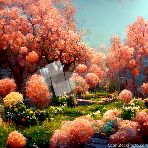Image of Apple tree blossom, beautiful flowers.