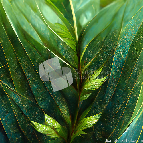 Image of Nature view of green tropical plants leaves  background.