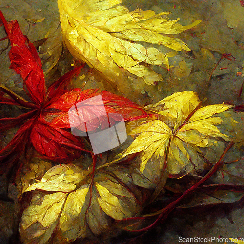 Image of Autumn pattern with colorful red and yellow leaves for your crea