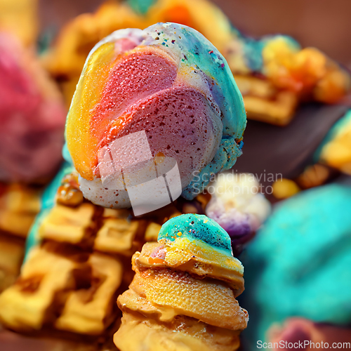 Image of Colorful ice cream. Abstract creative summer concept. 