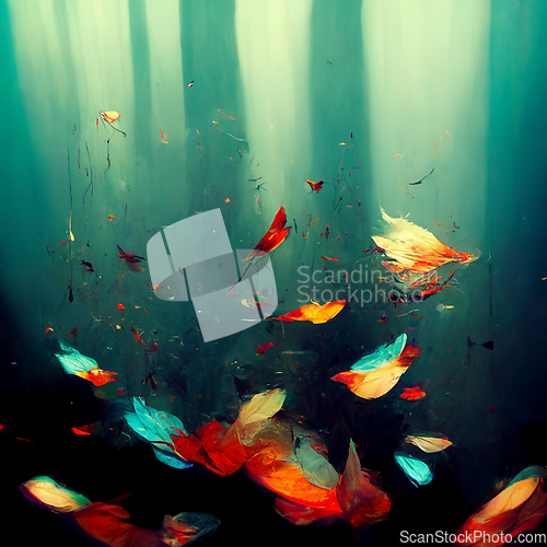 Image of Underwater scene. Cute sea fishes ocean underwater animals.