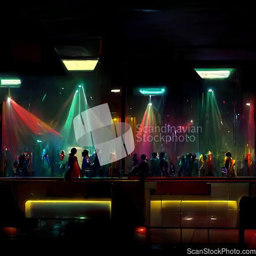 Image of Crowd enjoying great festival party.People dance in disco night 