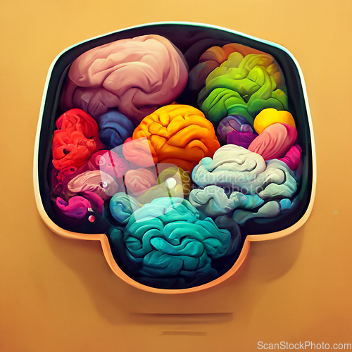 Image of Colorful creative human brain. Cartoon style.