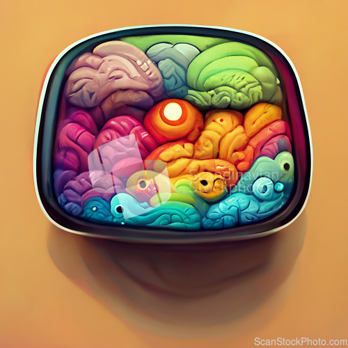 Image of Colorful creative human brain. Cartoon style.