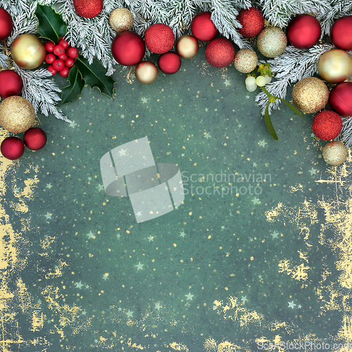 Image of Christmas Traditional Old fashioned Festive Background Border