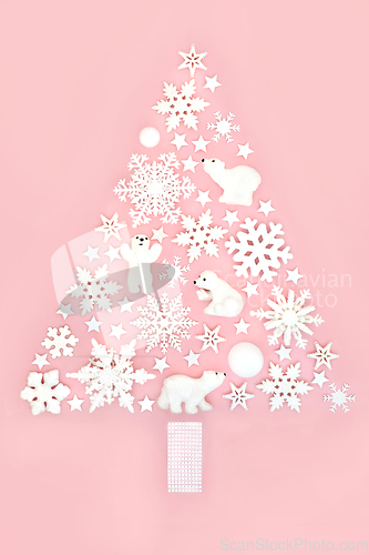 Image of North Pole Theme Christmas Tree Shape Decoration Concept