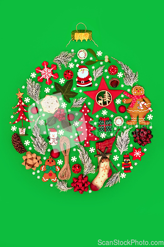 Image of Christmas Tree Round Shape Decoration with Natural Objects