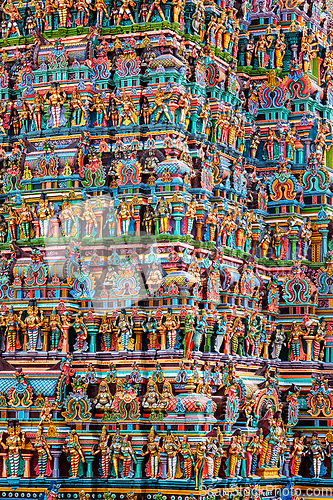 Image of Hindu temple gopura tower with statues