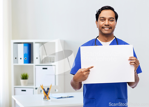 Image of smiling male doctor or nurse with white board