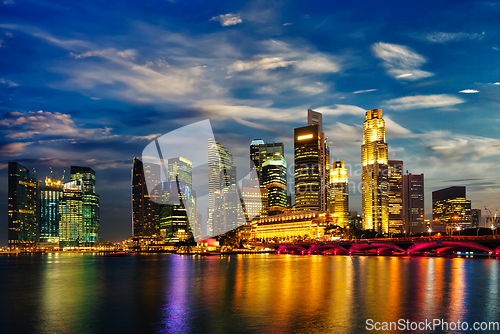 Image of Singapore skyline in evening