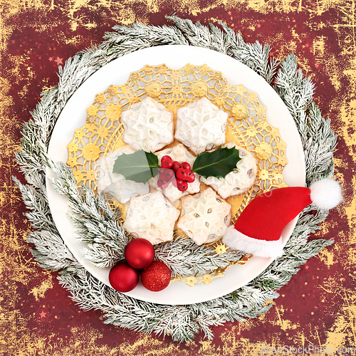 Image of Christmas Mince Pies with Tree Bauble Decorations 