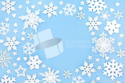 Image of Snowflake Star and Heart Decorations Fantasy Background 