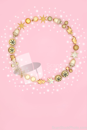 Image of Fantasy Christmas Wreath with Snow and Baubles