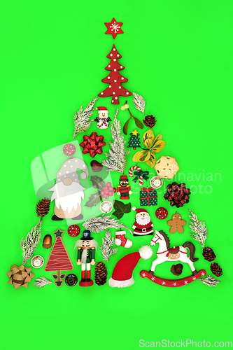 Image of Christmas Tree Shape Concept with Eco Friendly Decorations  