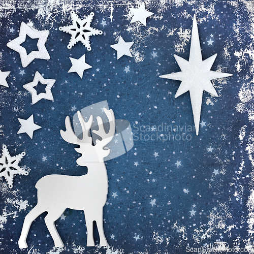 Image of Fantasy Christmas Eve Reindeer and Star Magical  Background  