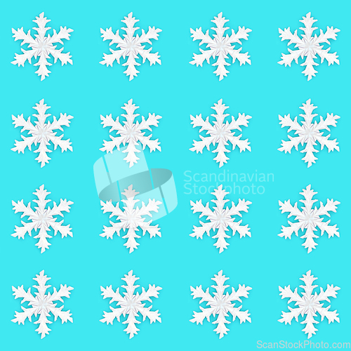 Image of Christmas Snowflake Abstract Festive Blue Background Design 