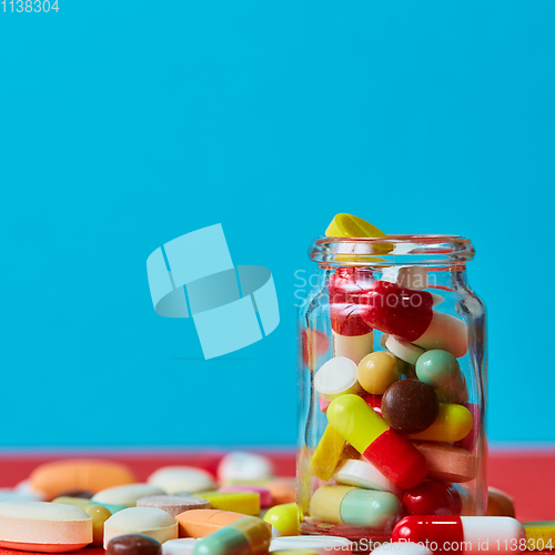 Image of Close up of many colorful pills