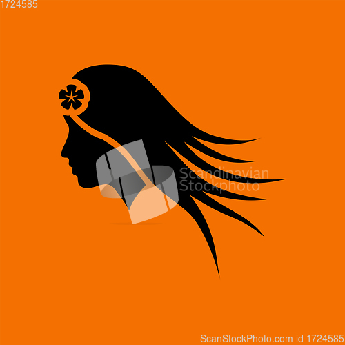 Image of Woman Head With Flower In Hair Icon