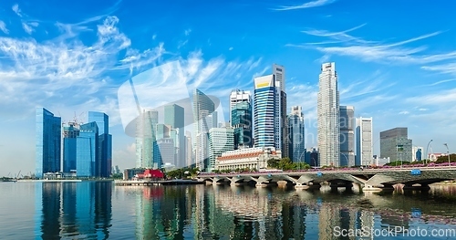 Image of Singapore skyline over Marina Bay