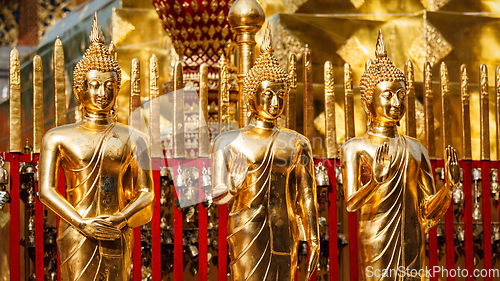 Image of Gold Buddha statues in Wat Phra That Doi Suthep