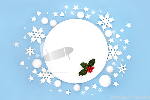 Image of Christmas Plate with Holly Snowflakes and Frosted Decorations