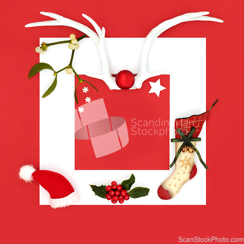 Image of Christmas Ornaments Symbols and Flora Background