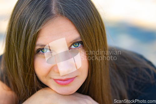 Image of Close-up portrait of a beautiful girl of Slavic appearance