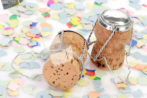 Image of Champagne Corks with Confetti