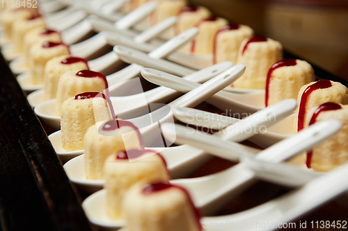 Image of Canapes with dessert on the banquet table.