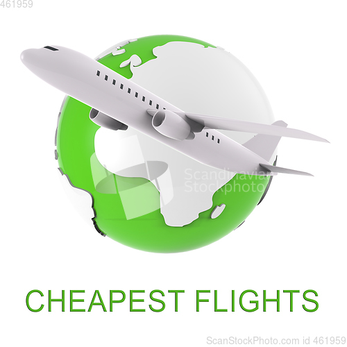 Image of Cheapest Flights Represents Low Cost Airfares 3d Rendering