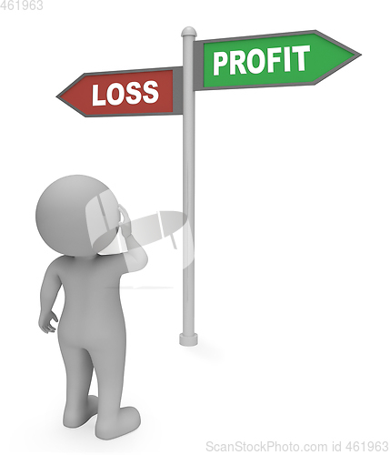 Image of Loss Profit Sign Shows Earn Profit 3d Rendering