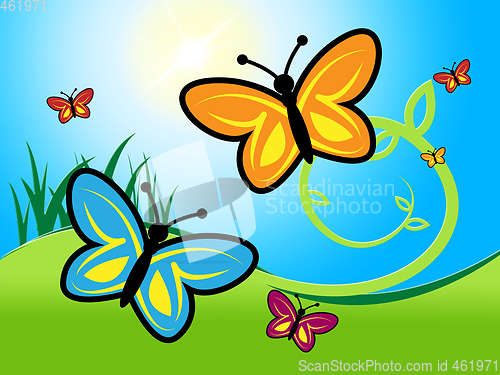 Image of Butterfly In Summer Indicates Warmth Warm And Summertime