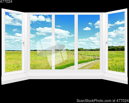 Image of view from window to the beautiful summer landscape