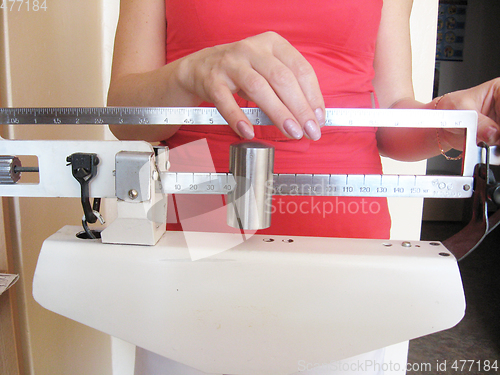 Image of woman is weighed on the scales