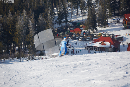 Image of Male freeride skier in the mountains