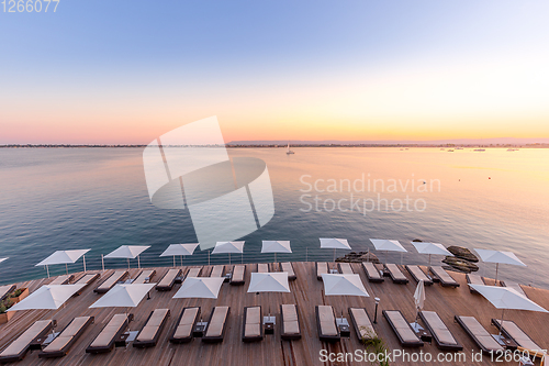 Image of SYRACUSE, ITALY - sunset in front of the sea