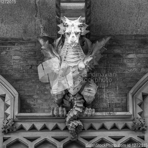 Image of TURIN, ITALY - Dragon on Victory Palace facade 