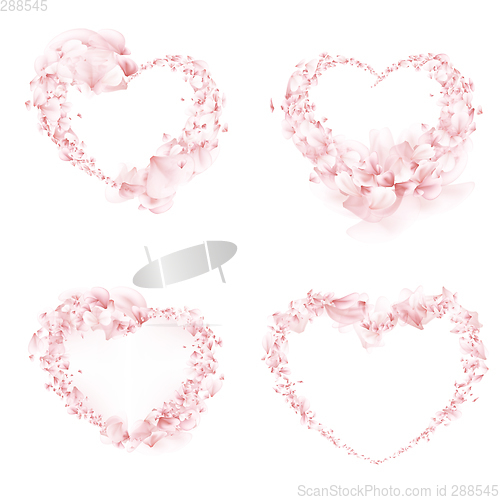 Image of Set of Hearts with flowers petals. EPS 10