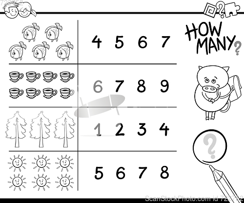 Image of counting activity coloring page