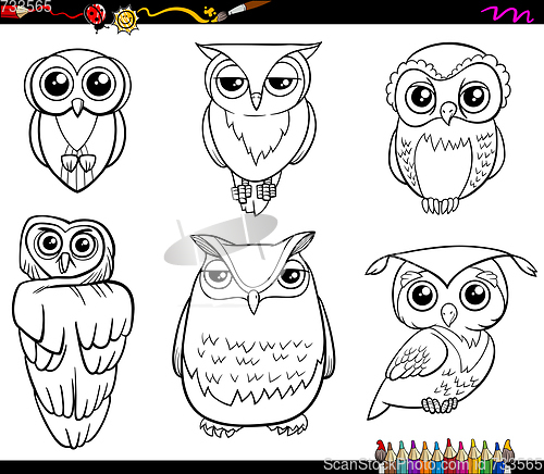 Image of owl characters coloring page