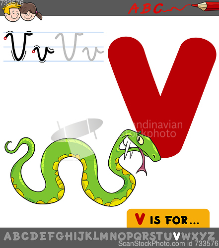 Image of letter v with cartoon viper