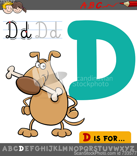 Image of letter d with cartoon dog