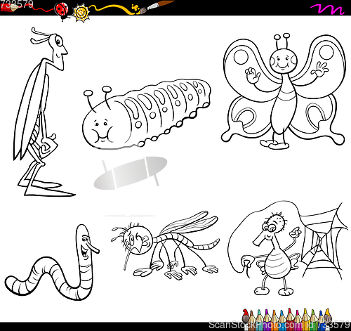 Image of insect characters coloring page