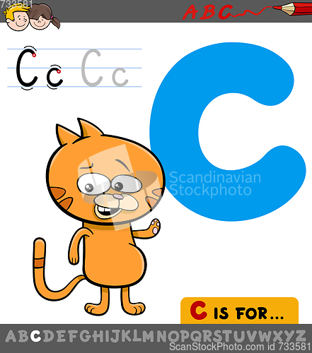 Image of letter c with cartoon cat