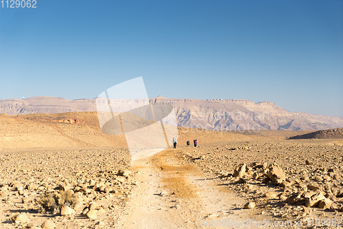 Image of Trekking in Negev dramatic stone desert, Israel 