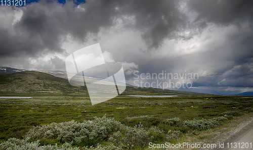 Image of Dramatic norwegian landscape in cold summer