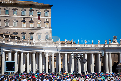 Image of Pope Francis in Vatican during Angelus prayer