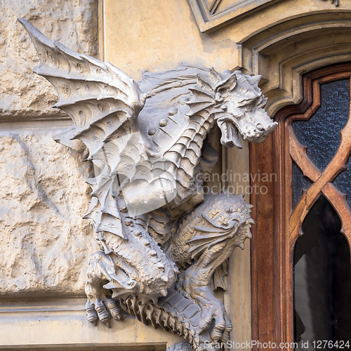 Image of TURIN, ITALY - Dragon on Victory Palace facade 