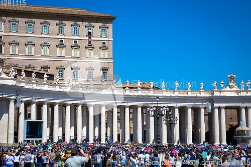 Image of Pope Francis in Vatican during Angelus prayer