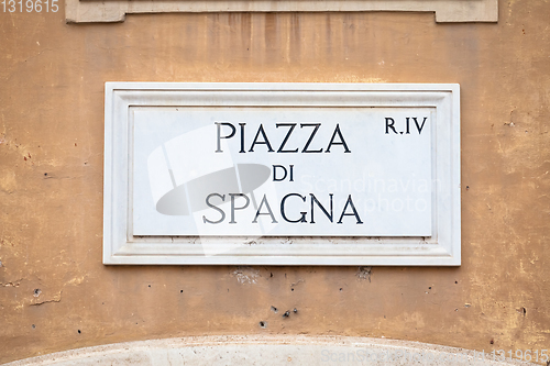 Image of Street sign: Piazza di Spagna (Spain Square) in Rome